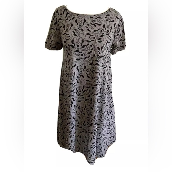 Lula Roe Minnie Mouse Dress Carly Disney Dress Gray & Pink Short Sleeves - Picture 1 of 12